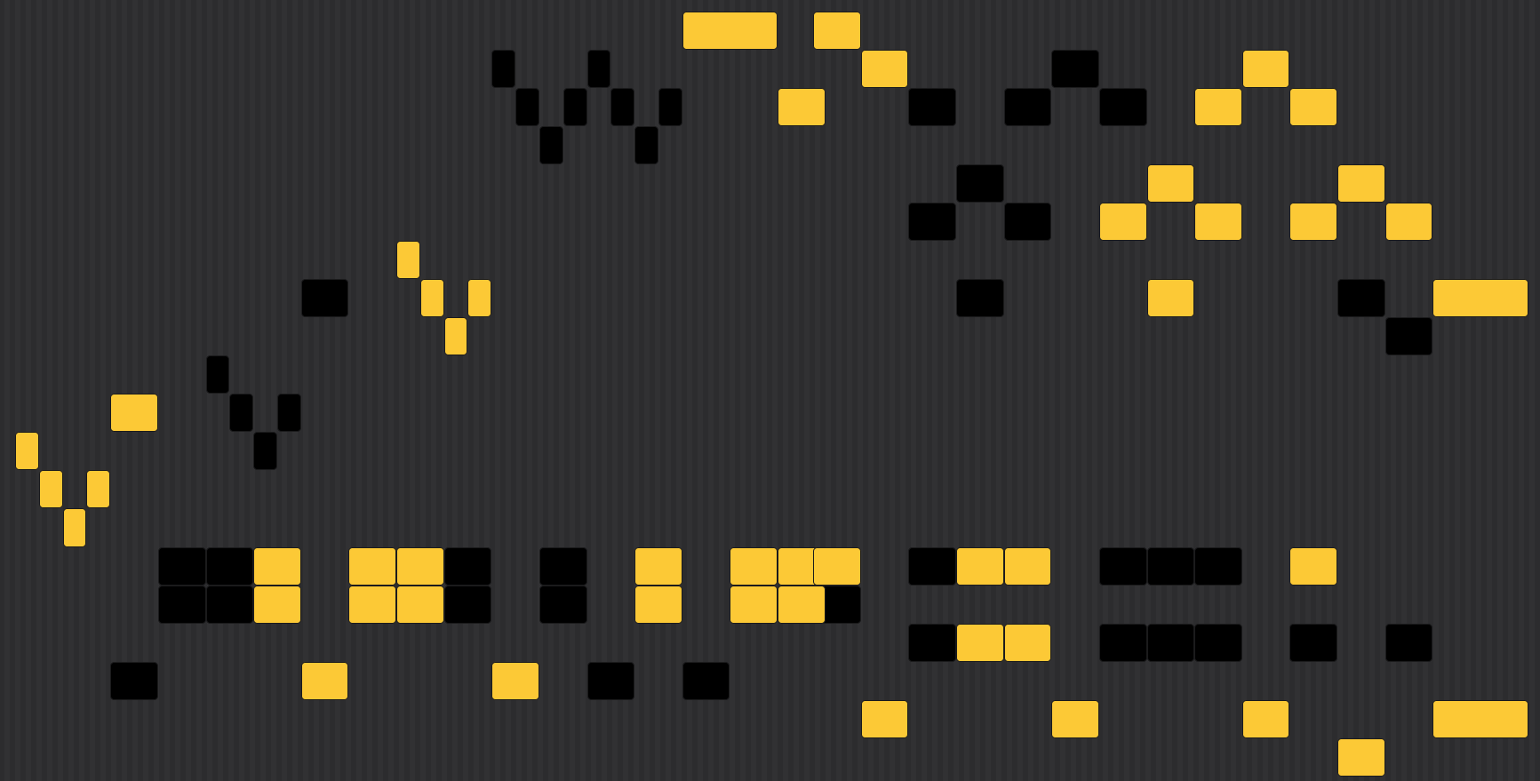 Yellow and black rectangles that represent notes of a piano composition